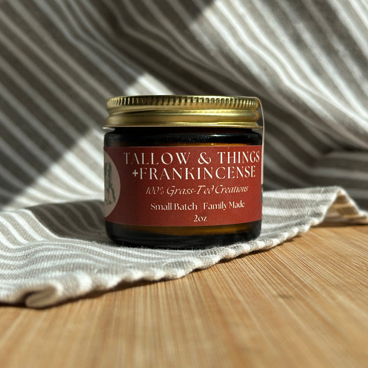 100% Pure &amp; Grassfed, Frankincense Infused, Tallow Face Moisturizer (2oz)