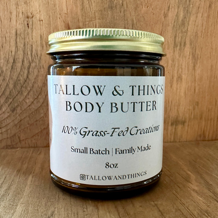 (8oz) 100% Pure &amp; Grassfed, Roman Chamomile &amp; Lavender Infused, Tallow Body Butter